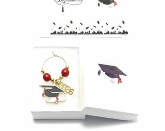 Gold Colour Graduation 2026 Mortar Board Diploma Wine Glass Charm - 5 Gift Options