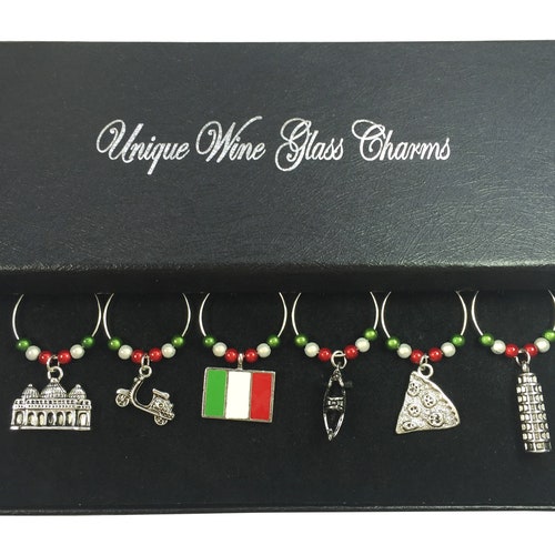 Set of 6 Italy Wine Glass Charms by Libby's Market Place Etsy UK