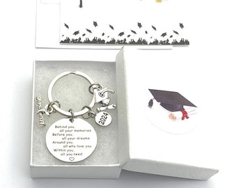 Graduation 2024 Diploma and Mortar Board Keyring with Graduation Gift Card - 4 Gift Options