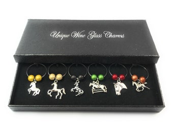 Horse Lovers Wine Glass Charms Handmade by Libby's Market Place