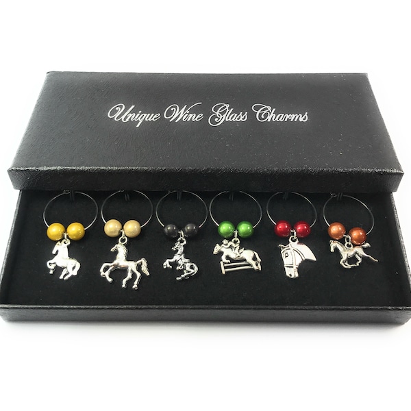 Horse Lovers Wine Glass Charms Handmade by Libby's Market Place