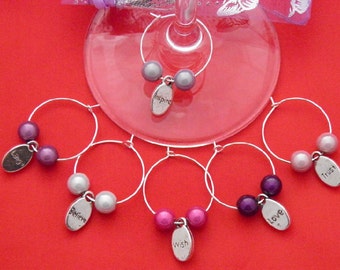 Set of 6 Handmade Circle of Love Wine Glass Charms