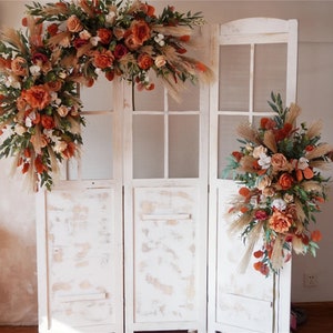 Pampas Flower Arch Arrangement, Orange Boho Wedding Decor, Wedding Backdrop, Swag For Arch, Rustic Wedding Decor