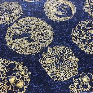 Pano de tecido de algodão japonês vintage flores azuis vermelhas por 1/2 jarda para roupas, vestido, bolsa, carteira etc.