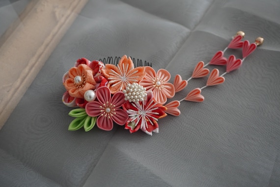 Handmade Japanese Traditional Tsumami Kanzashi Hair Clip Pin Comb