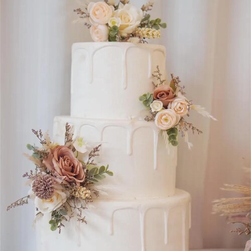 A Set Wedding Cake Topper, Floral Cake Decoration, Cake Topper Flowers, Pampass Cake Flowers, Rustic Wedding, Boho Wedding