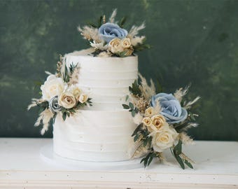CherishedMoments Set di 3 topper per torta, fiori artificiali per matrimoni, decorazioni viola, decorazioni per torte, cerimonie nuziali, anniversari, decorazioni per la casa, autunno vintage