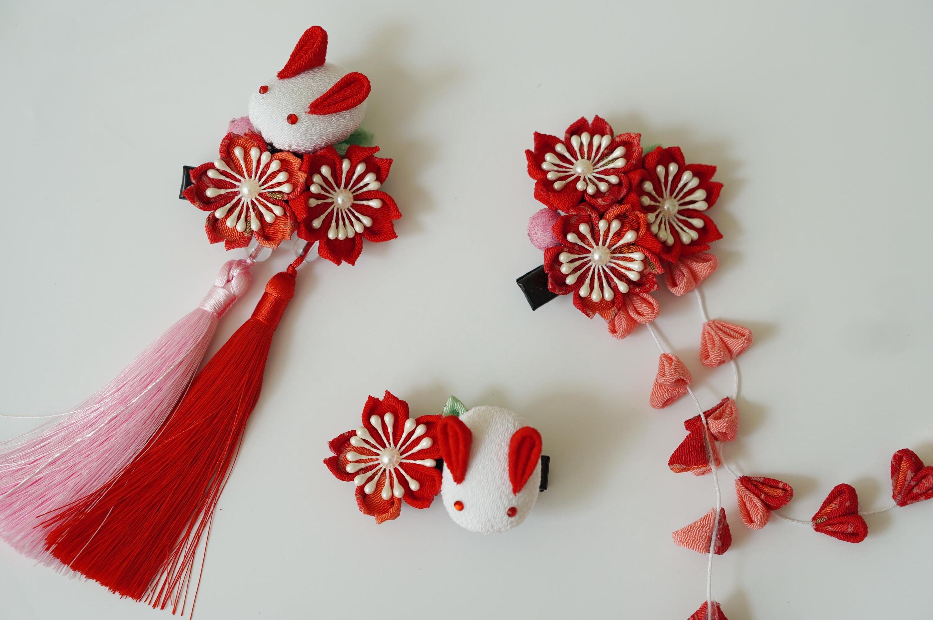 Handmade Japanese Traditional Tsumami Kanzashi Hair Clip Pin
