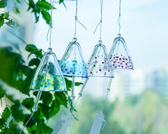 JAPANESE Style Traditional Glass Furin Wind Bell Brightly Colored