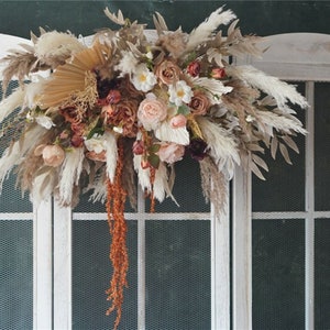 Pampas Flower Arch Arrangement, Boho Wedding Decor, Wedding Backdrop, Swag For Arch, Rustic Wedding Decor