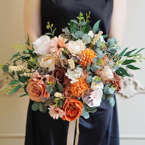 Orange Bridal bouquet,wedding bouquet, wedding flowers ,bridesmaid wedding flowers, rustic boho wedding