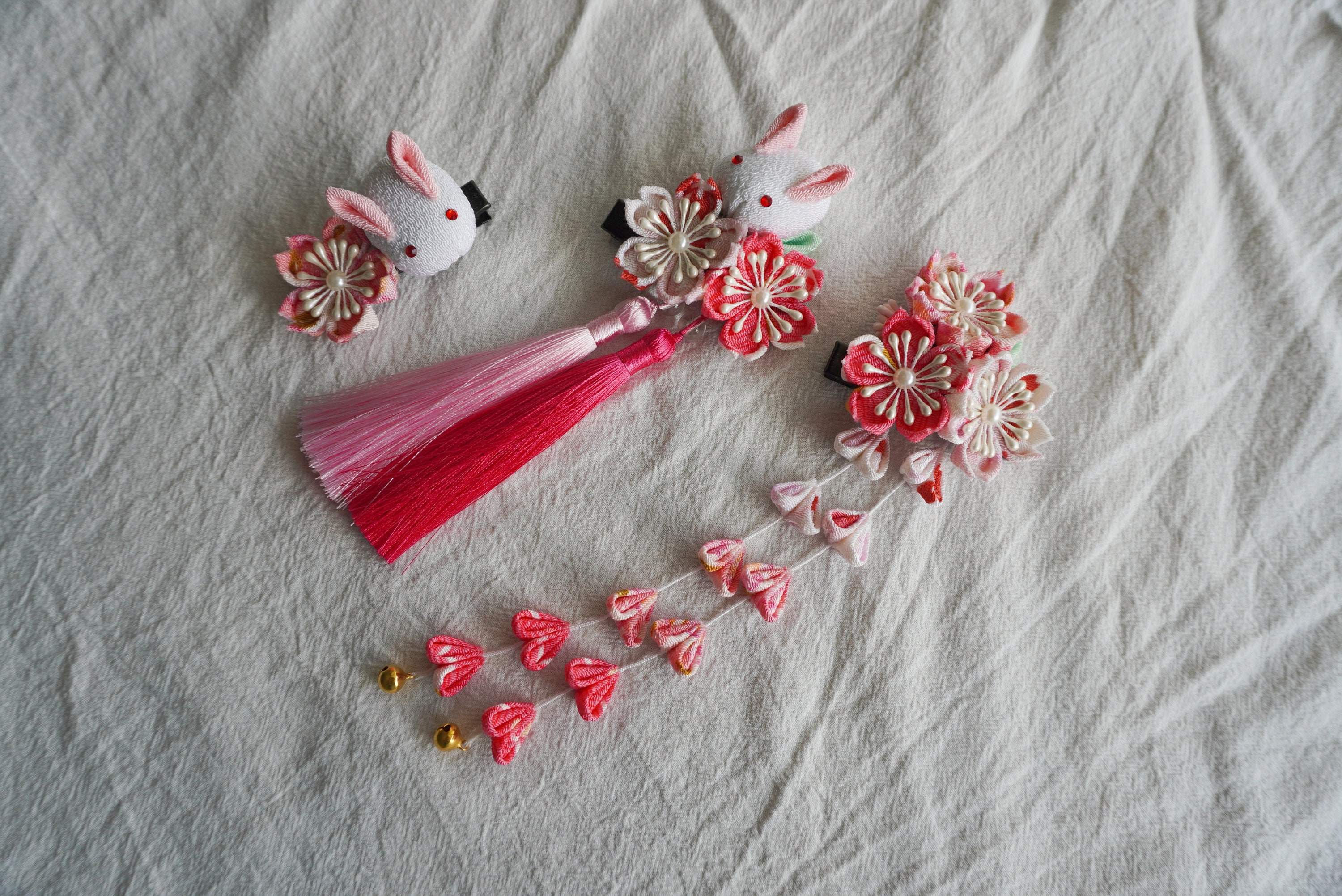 Handmade Japanese Traditional Tsumami Kanzashi Hair Clip Pin