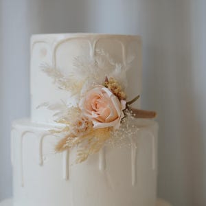 Wedding Cake Topper, Floral Cake Decoration, Cake Topper Flowers, Pink ,White,Dried flowers Cake flowers, Boho Wedding
