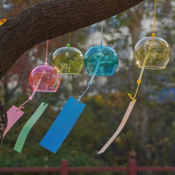 2 pieces 8*7cm JAPANESE Traditional Glass Furin wind Bell wind Chime windbell lucid transparent for DIY