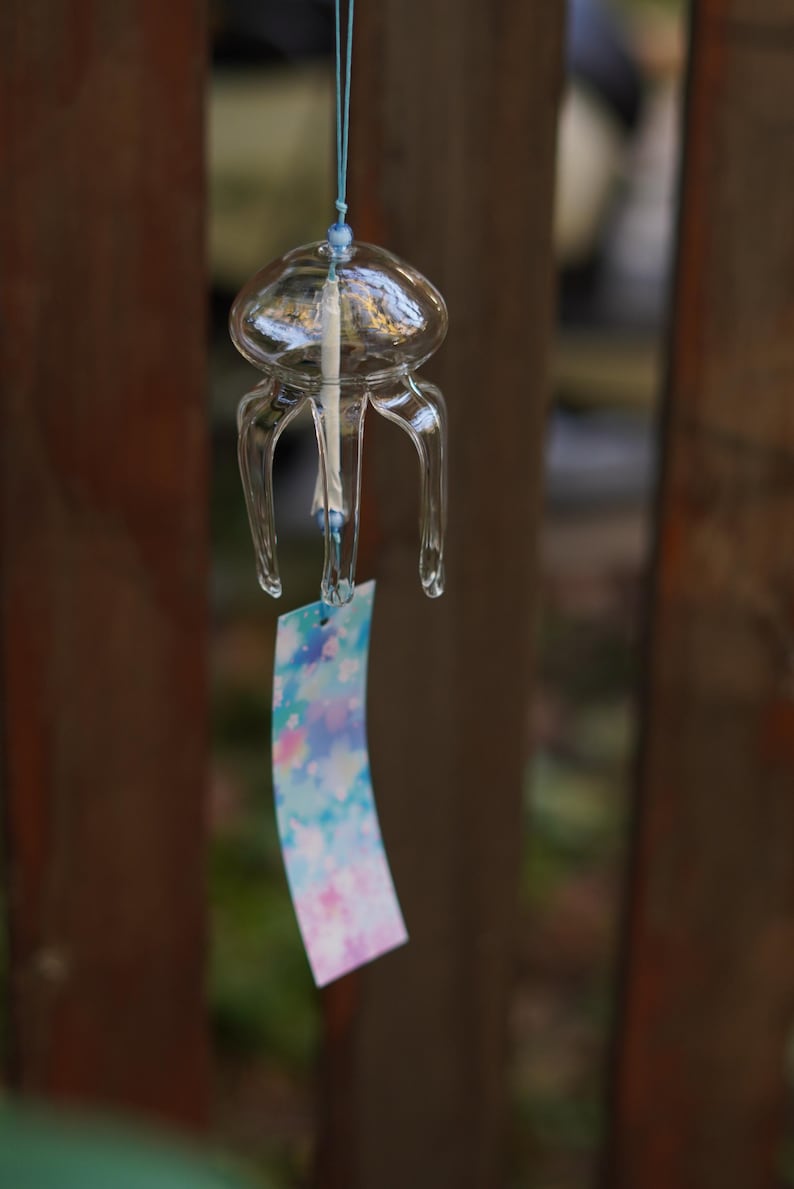 JAPANESE Traditional Glass Furin Wind Bell Jellyfish Styling Wind Chime