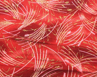 Vintage Japanese Cotton Fabric Cloth Ear of Wheat Blue Red  by 1/2 yard  for Clothing, Dress, Bag Purse, Wallet ETC