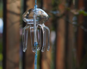 JAPANESE Traditional Glass Furin wind Bell Jellyfish Styling wind Chime windbell lucid transparent for DIY