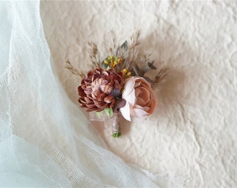 Wedding boutonniere, Rustic Boutonniere, Pampas boutonniere, wedding Rustic buttonhole, button hole