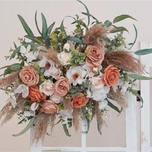 Arch arrangement/ White ,Green,Dark Blue/ Backdrop arrangement - Boho wedding |Wedding arch flowers/Pampas arch arrangemen