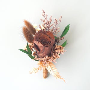 Wedding boutonniere, Pampas Boutonniere,Silk flower boutonniere, wedding Rustic button hole