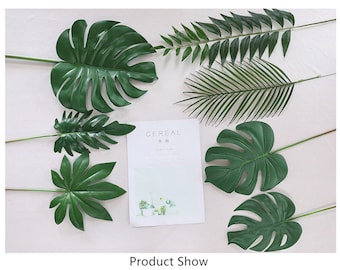 Fake Monstera Real Touch Faux Artificial Monstera Leaf  Fake Green  leaf   Home Decor Centerpiece Wedding Bouquets