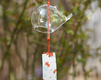 JAPANESE Style Traditional Glass Furin Wind Bell Cute Animals Wind