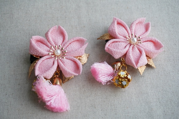 Handmade Japanese Traditional Tsumami Kanzashi Hair Clip Pin With