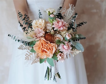 Rustic boho Wedding Bouquet,Artificial Faux Flowers Home Wedding Decor,bridal bridesmaids bouquet,Flowers Arrangement,Small Centerpiece