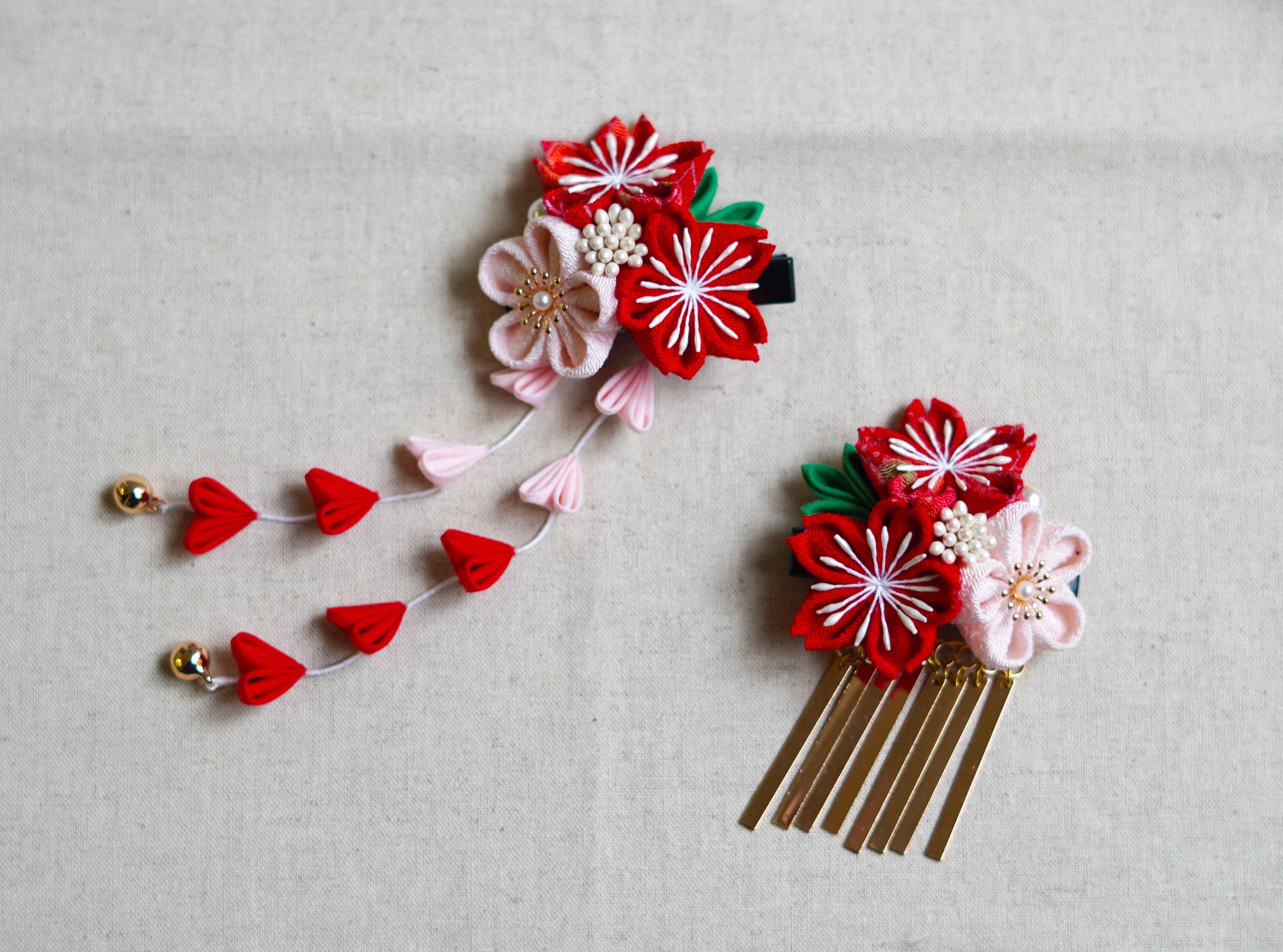 Japanese Kanzashi Maiko Geisha Kimono Hana Hair Ornament W/ Prong