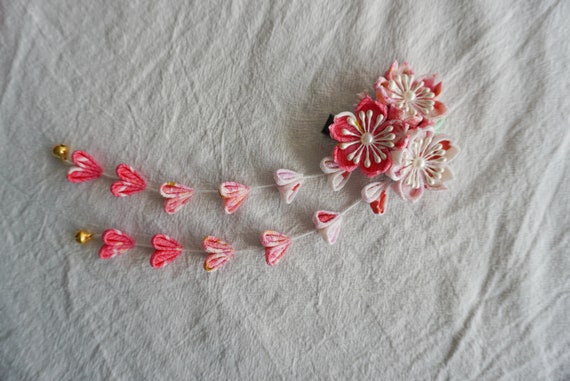 Handmade Japanese Traditional Tsumami Kanzashi Hair Clip Pin Handmade Japanese Traditional Tsumami Kanzashi Hair Clip Pin