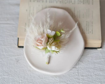 Wedding boutonniere, Rustic Boutonniere, Rustic Boutonniere, Pampas boutonniere, wedding Rustic button hole