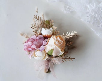 Wedding boutonniere, Rustic Boutonniere, Pampas boutonniere, wedding Rustic buttonhole, button hole