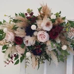 Pampas Flower Arch Arrangement, Boho Wedding Decor, Wedding Backdrop, Swag For Arch, Rustic Wedding Decor