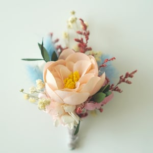 Wedding boutonniere, Pampas Boutonniere,Silk flower boutonniere, wedding Rustic button hole
