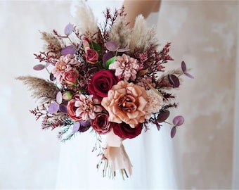 Rustic boho Wedding Bouquet,Artificial Faux Flowers Home Wedding Decor,bridal bridesmaids bouquet,Flowers Arrangement,Small Centerpiece