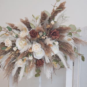 Pampas Flower Arch Arrangement, Boho Wedding Decor, Wedding Backdrop, Swag For Arch, Rustic Wedding Decor
