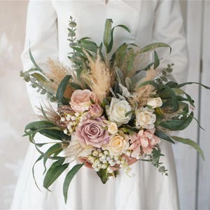 Bridal bouquet pampas gras, boho wedding bouquet, bridesmaid bouquets pampas bouquets