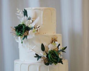 A Set Wedding Cake Topper, Floral Cake Decoration, Cake Topper Flowers, Silk flowers Cake Flowers, Rustic Wedding, Boho Wedding