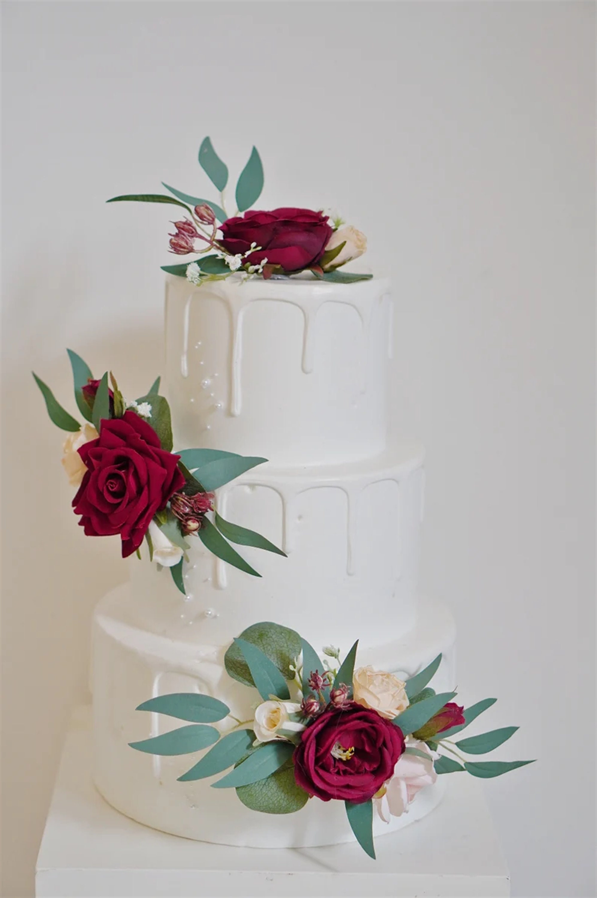 Red Roses Printable Cake Topper A Set of Three Red Roses Wedding Cake Topper, Floral Cake Decoration ...