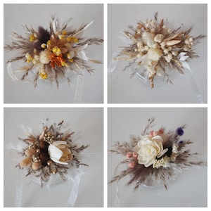 Dried flower corsage pampas, neutral wrist corsage rustic wedding bracelet corsage ladies corsage