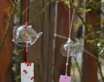 JAPANESE Style Traditional Glass Furin Wind Bell Cute Animals Wind