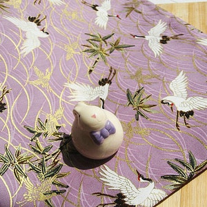 Tecido de algodão japonês vintage, guindaste de pássaro roxo por 1/2 jarda para roupas, vestido, bolsa, carteira, etc.