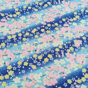 Vintage japanischer Baumwollstoff Blumenstoff mit Sakura Blumen Zweigen, für Tischdecke,Puppen,Wohnkultur ETC -1/2 Yard