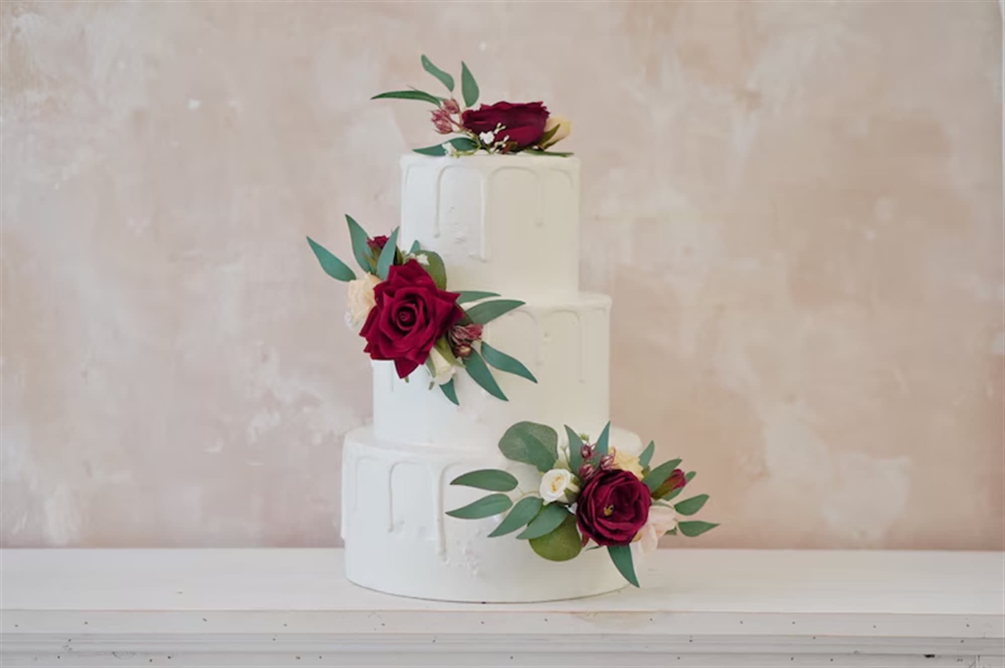 Red Roses Printable Cake Topper A Set of Three Red Roses Wedding Cake Topper, Floral Cake Decoration ...