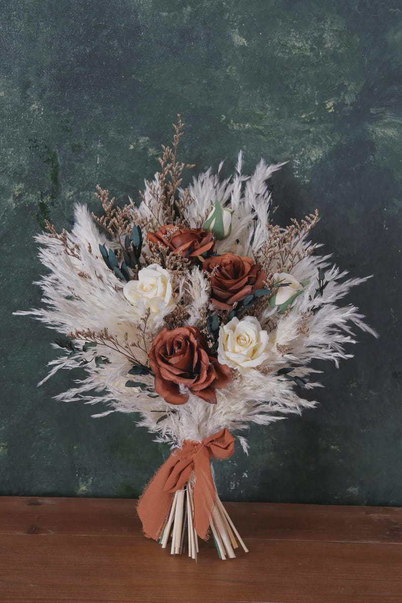 Rust Cola Red Roses Terracotta Silk Flowers Arch Arrangement/ Green Leaves Wedding Backdrop ...