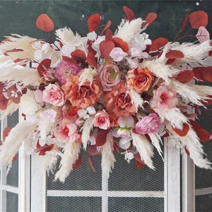Classic Wedding Archway Flower ,Wedding Corner Swag, Wedding Backdrop, Party Decor , Floral Arch Arrangement