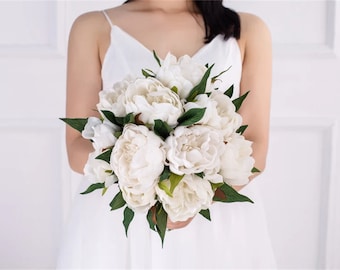 white silk Rose peony Bridal bouquet,wedding bouquet, wedding flowers ,bridesmaid wedding flowers, rustic boho wedding