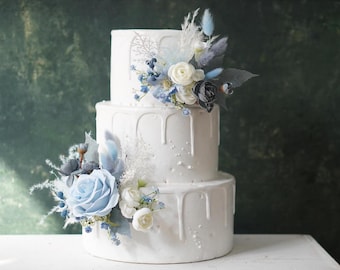 A Set Wedding Cake Topper, Floral Cake Decoration, Cake Topper Flowers, Silk flowers Cake Flowers, Rustic Wedding, Boho Wedding