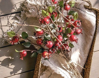 A Bouquet of Fake Balausta and Dry branch Real Touch Balausta  Faux Artificial  Wild Fruit  Home Decor Centerpiece Wedding Bouquets