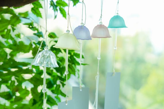Japanese-Style New Summer Calyx Glass Wind Chime,Four colors,Home Decoration Decor, Handmade Keepsake Gift, Gift for Her